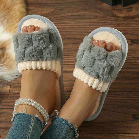 Women's Plush Cotton Indoor Slippers with EVA Sole